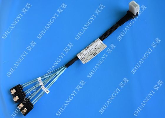 Çin SFF 8087 4 SATA HD SAS Kablo Uzunluğu 0.5m&amp;#39;ye 90 Derece Açılı Konektör ile Tedarikçi